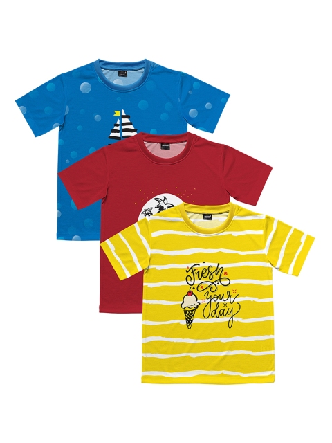 

mezmoda Boys Pack of 3 Printed Round Neck T-shirts, Yellow