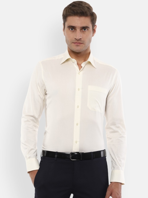 

Louis Philippe Men Cream-Coloured Slim Fit Solid Formal Shirt