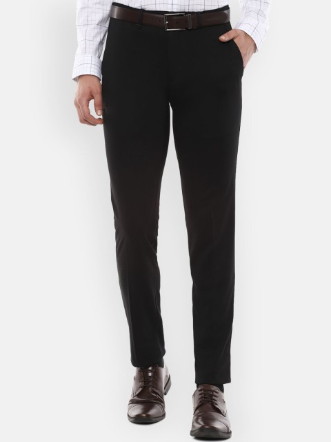 

Van Heusen Men Black Slim Fit Solid Formal Trousers