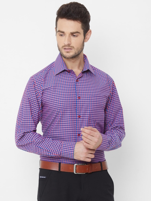 

EQUINOX Men Blue & Purple Regular Fit Checked Formal Shirt