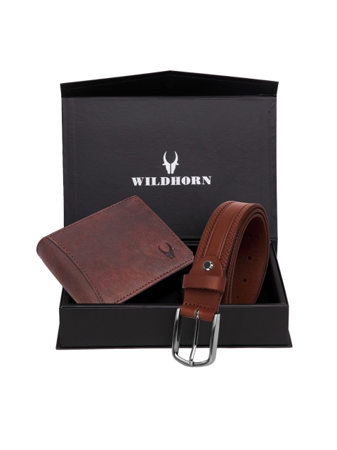 

WildHorn Men Brown RFID Protected Genuine Leather Accessory Gift Set
