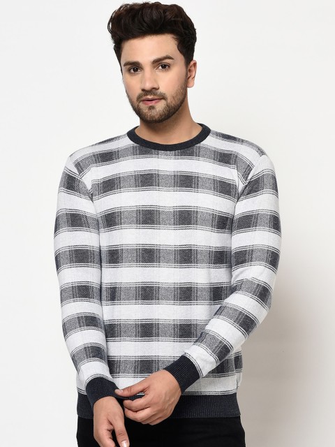 

METTLE Men Grey Checked Pullover Sweater