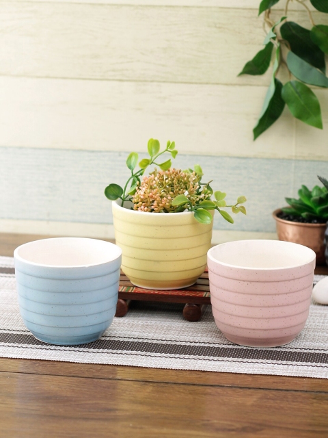 

Aapno Rajasthan 3 Pieces Solid Ceramic Planters, Yellow