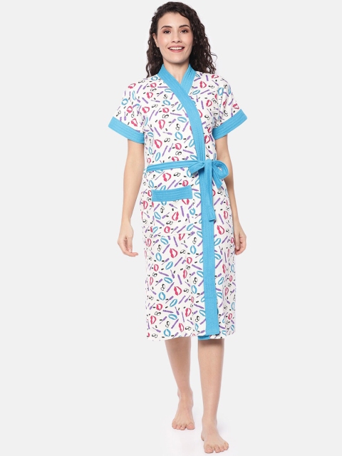 

Red Rose Women White & Red Lips Printed Bath Robe