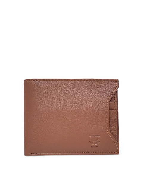 

TRENDERS Men Tan Brown Solid Leather Two Fold Wallet