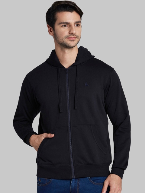 

Parx Men Blue Solid Hooded Sweatshirt