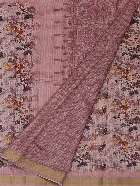 

Pothys Pink Printed Jute Silk Floral Print Saree
