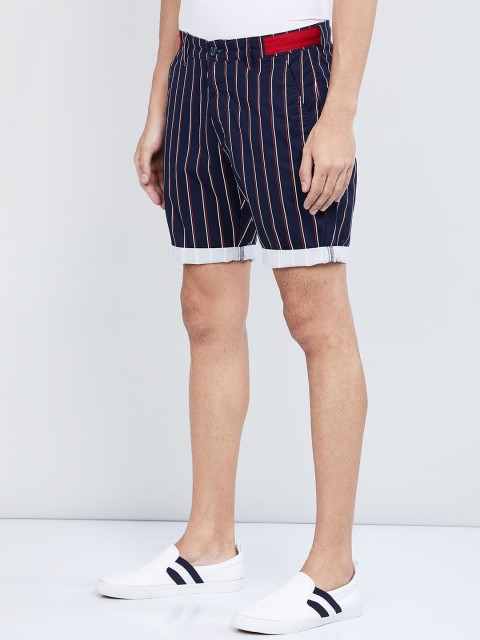 

max Men Blue Striped Regular Fit Regular Shorts