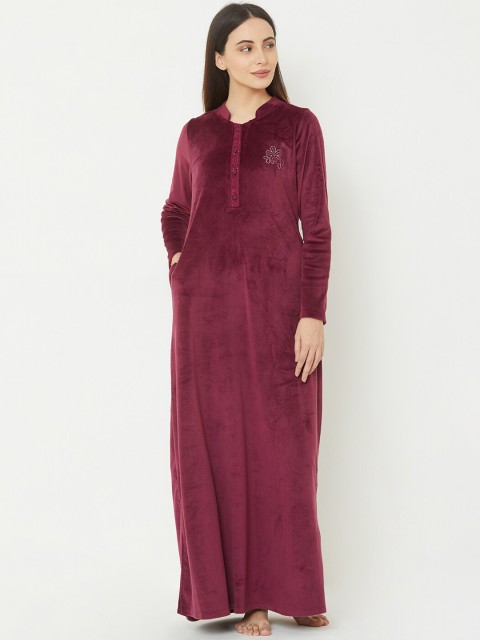 

Sweet Dreams Burgundy Solid Nightdress