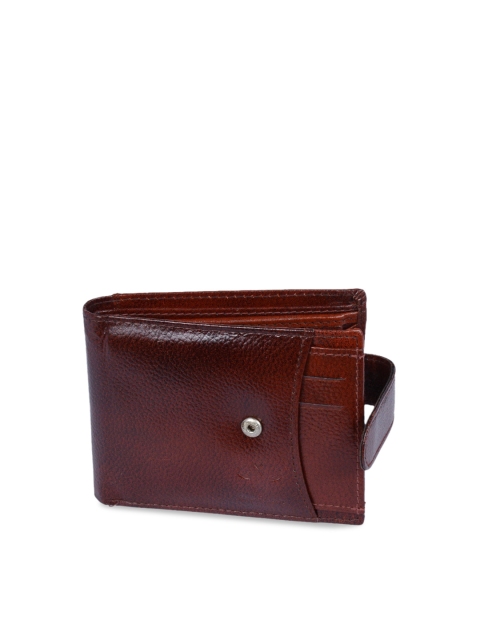 

Krosshorn Men Brown Solid Two Fold Leather Wallet