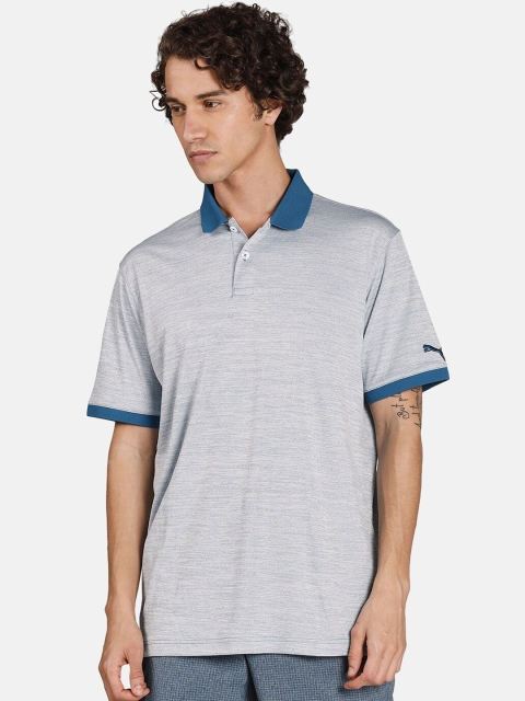 

Puma Men Blue Solid Polo Collar T-shirt