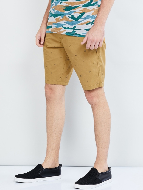 

max Men Khaki Printed Regular Fit Chino Shorts