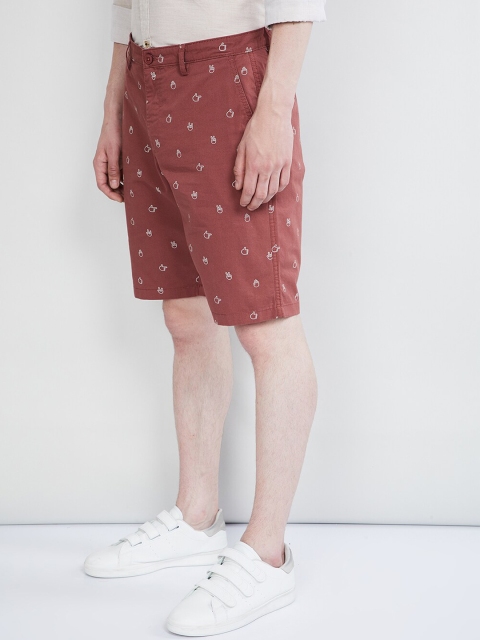 

max Men Rust Printed Regular Fit Chino Shorts