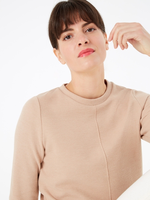 

Marks & Spencer Women Beige Solid Sweatshirt