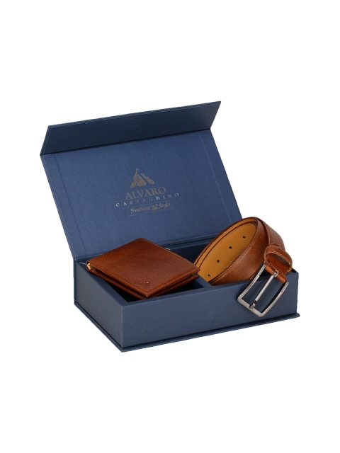 

Alvaro Castagnino Men Brown Leather Accessory Gift Set