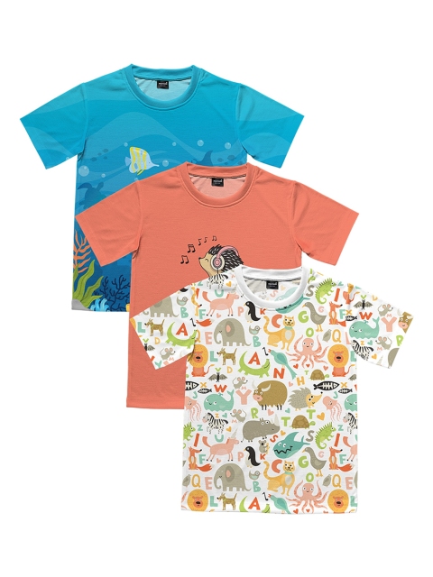 

mezmoda Boys Pack Of 3 Printed Round Neck T-shirt, Coral