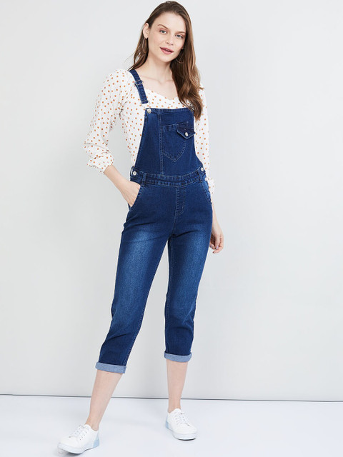 

max Women Blue Stonewashed Dungarees