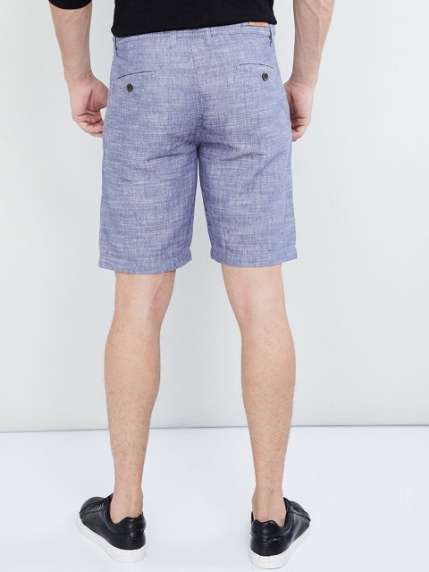 

max Men Blue Solid Regular Shorts