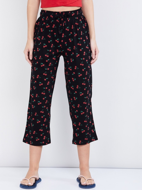 

max Women Black & Red Printed Cotton Lounge Pants