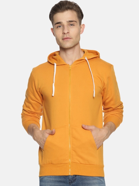 

Instafab Men Mustard Solid Hooded Sweatshirt
