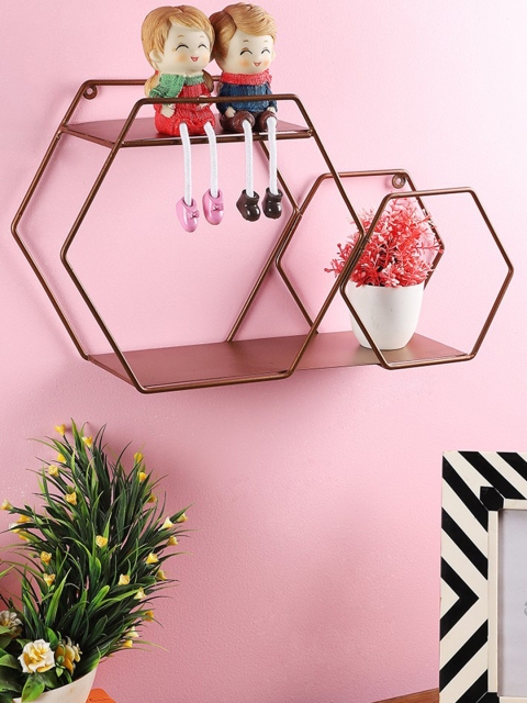

Home Sparkle Copper-Toned Metal Basic Wall Shelf