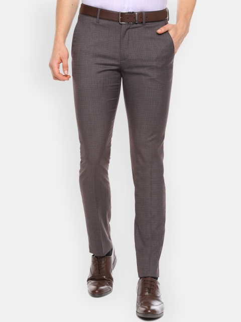 

Louis Philippe Men Brown Slim Fit Checked Formal Trousers