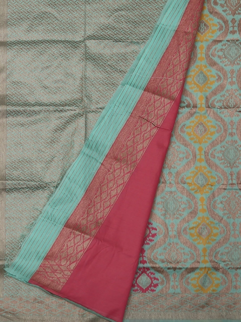 

Pothys Green Printed Jute Silk Saree