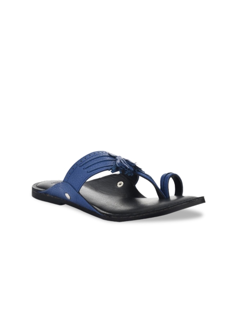 

SKO Women Blue Solid Leather Open Toe Flats