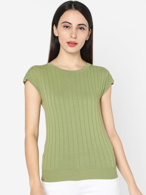 

Deal Jeans Women Green Striped Top