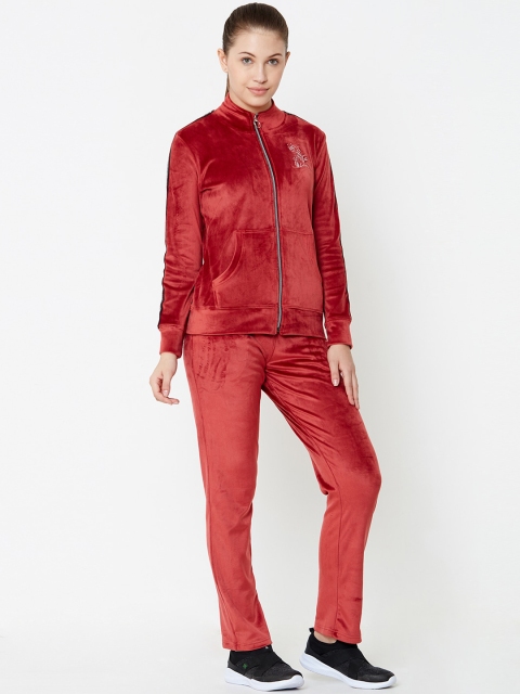 

Sweet Dreams Women Red Solid Tracksuit