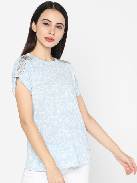 Deal Jeans Women Blue Printed Top