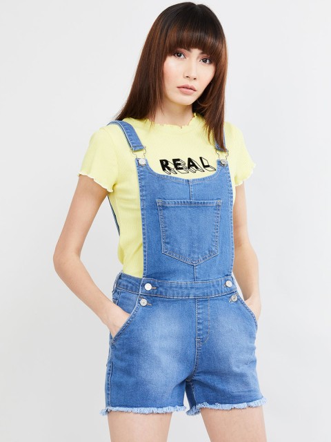 

max Women Blue Stonewashed Dungarees