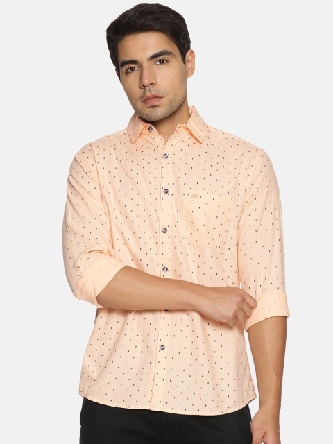 

Chennis Men Peach & Black Slim Fit Printed Casual Shirt