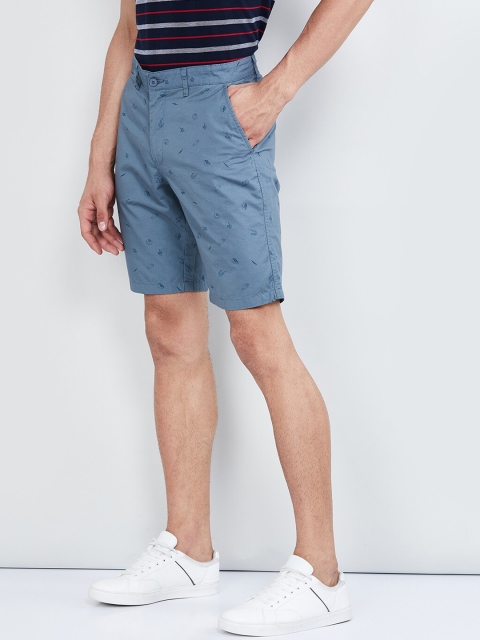 

max Men Blue Printed Regular Shorts