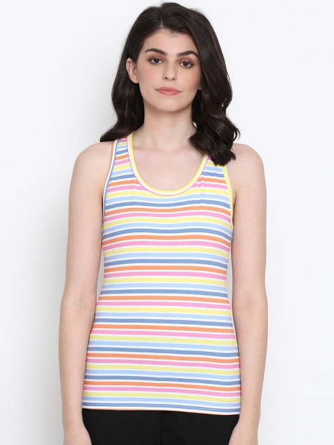 

Clovia Women White & Blue Striped Camisole