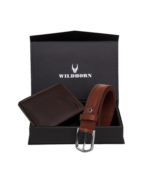 

WildHorn Men Brown RFID Protected Genuine Leather Accessory Gift Set