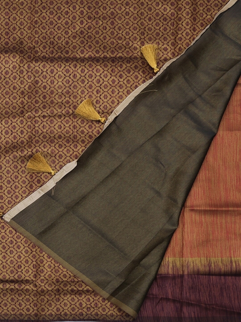 

Pothys Brown Woven Design Jute Silk Saree
