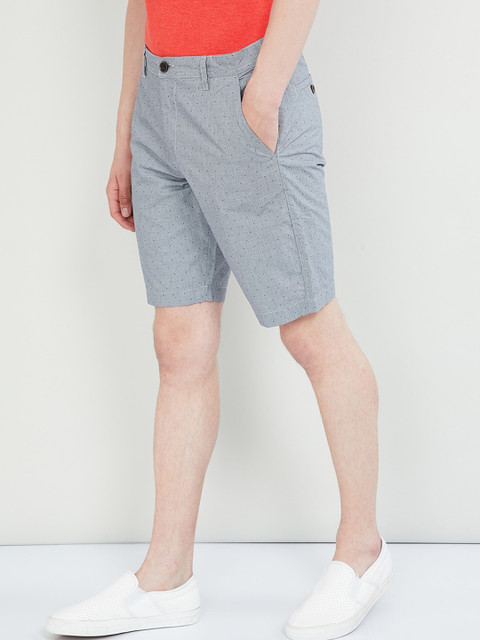 

max Men Grey Printed Regular Fit Regular Shorts
