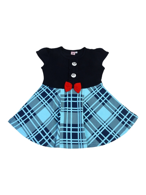 

POMY & JINNY Girls Black & Blue Checked Fit and Flare Dress