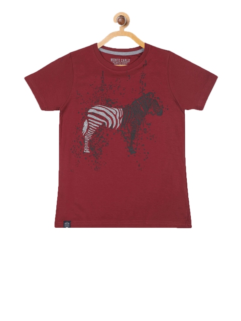 

Monte Carlo Boys Maroon Printed Round Neck T-shirt
