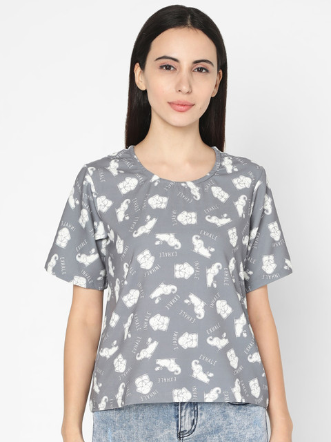 

Smarty Pants Women Grey & White Printed T-shirt