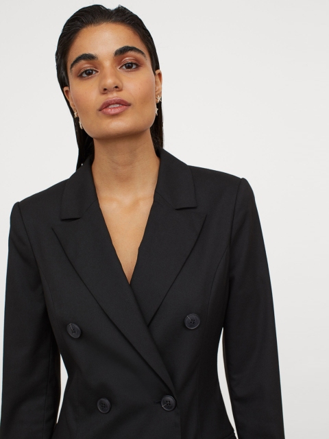 

H&M Women Black Double-Breasted Jacket Dress
