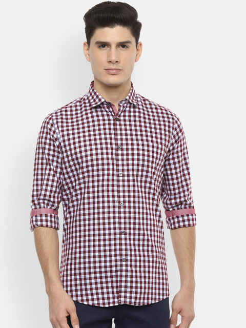 

Van Heusen Sport Men Maroon & White Slim Fit Checked Casual Shirt
