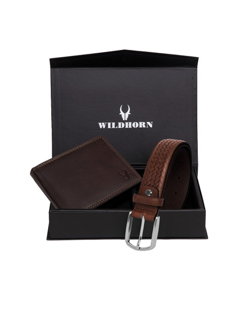 

WildHorn Men Brown RFID Protected Genuine Leather Accessory Gift Set