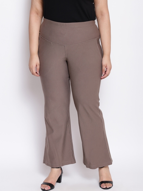 

Amydus Women Taupe Flared Solid Bootcut Trousers
