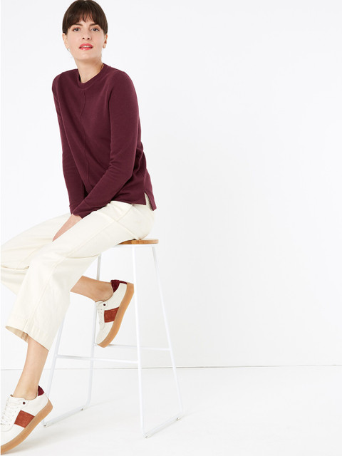 

Marks & Spencer Women Maroon Solid Sweatshirt