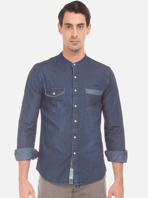 

Cherokee Men Navy Blue Regular Fit Solid Casual Shirt