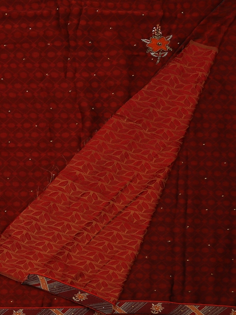 

Pothys Maroon Woven Design Poly Georgette Saree