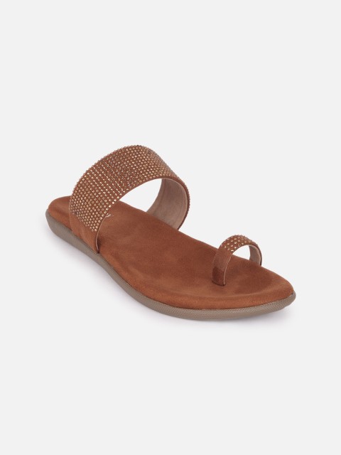 

SCENTRA Women Brown Embellished One Toe Flats