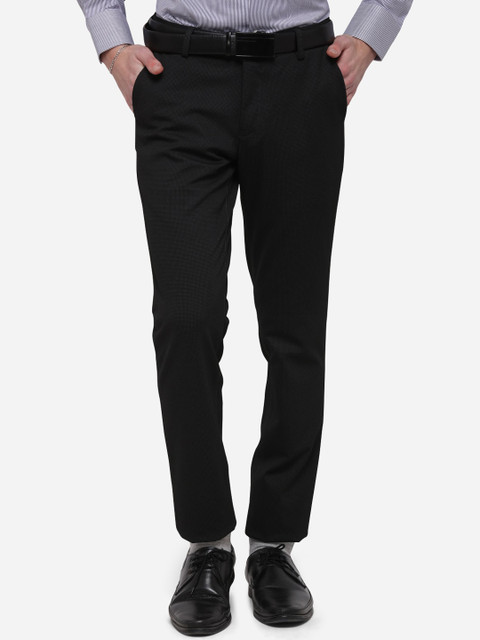 

JB STUDIO Men Black Slim Fit Printed Formal Trousers